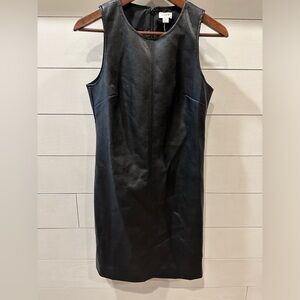 JCREW Black Faux Leather Sleevless Mini Dress- size 4